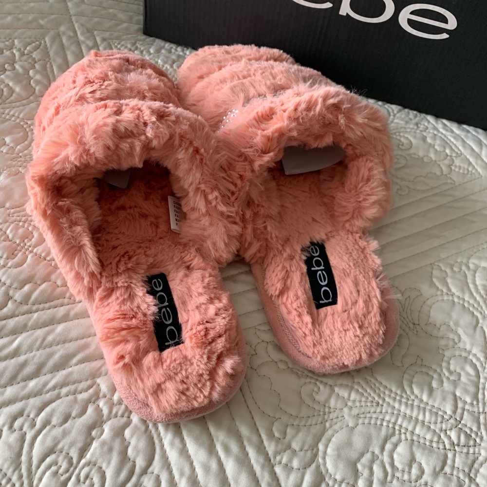 NIB Bebe Charee Womens Faux Fur Slippers - Picture 4 of 5